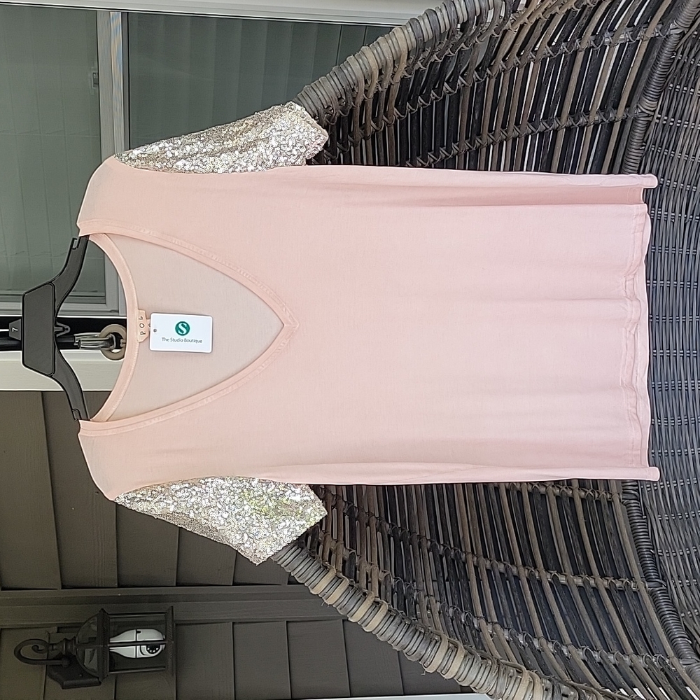 POL Glitter Sleeve Top
